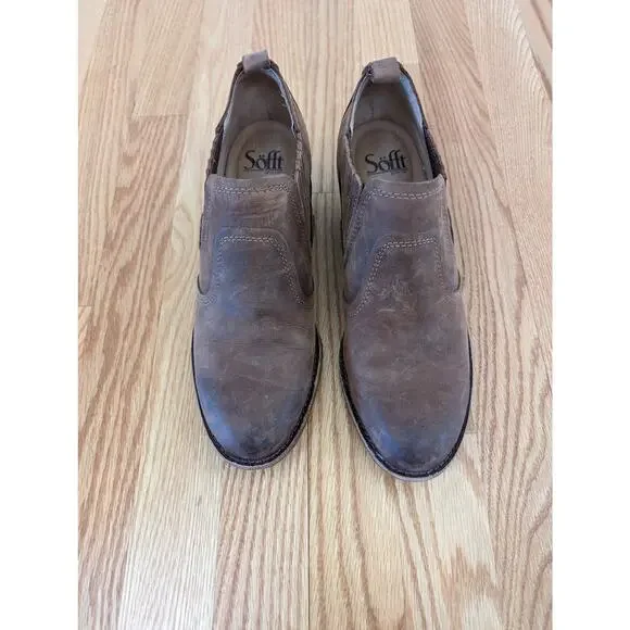 Sofft Brown Leather Western Style Booties Size 8.5 - Picture 2 of 8